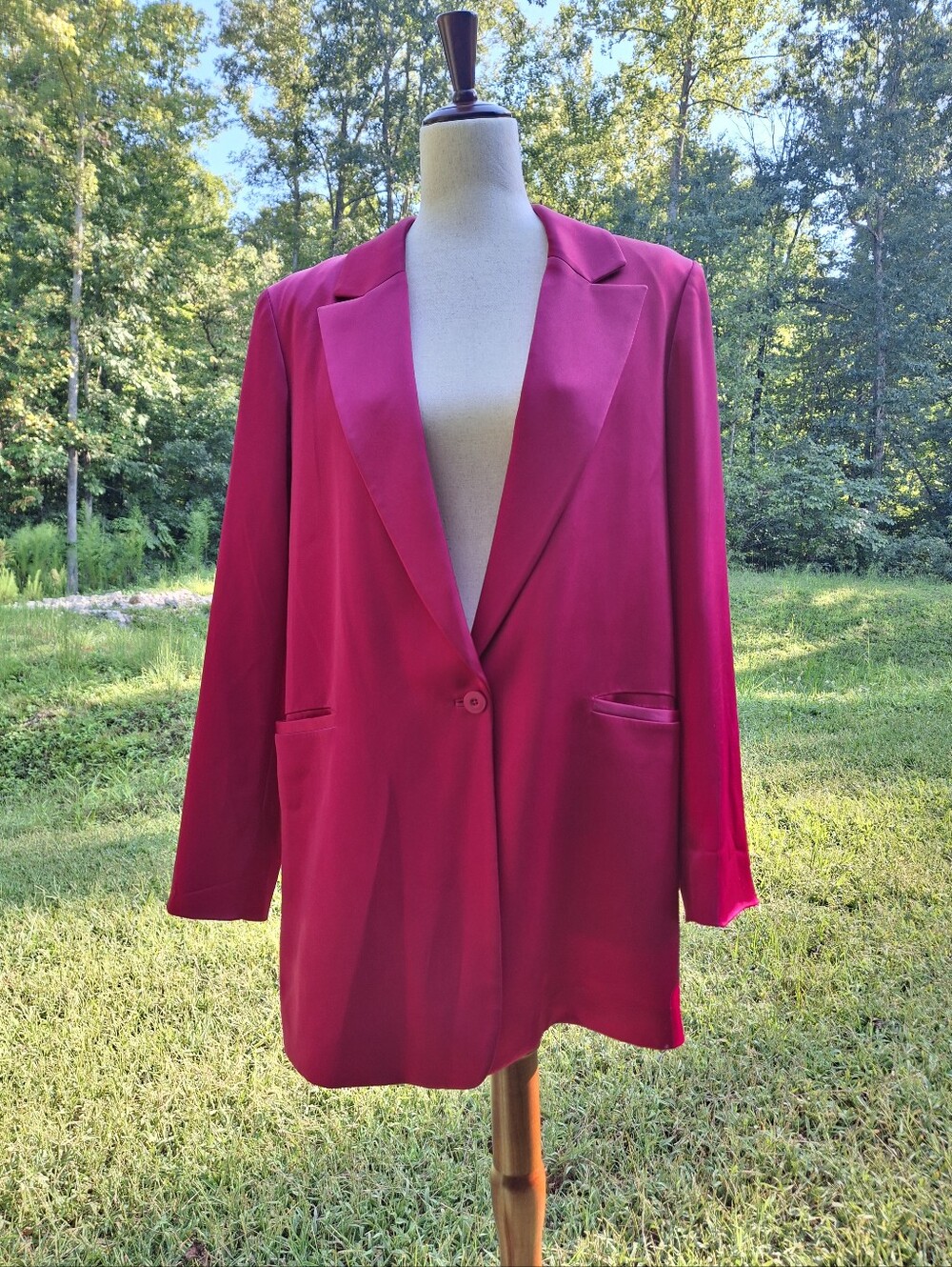 Alice + Olivia Denny Raspberry Satin Blazer 12